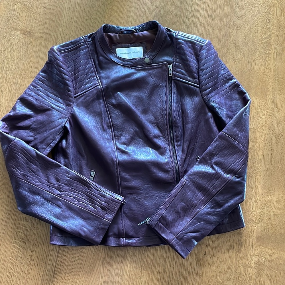 Cupcakes and Cashmere leather moto jacket